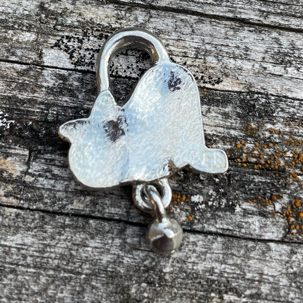 White Harp Seal Charm Pendant Dangle Bezel Set Faux Diamond 1” Long - Picture 2 of 4